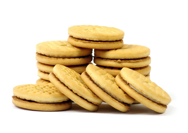 Montones Galletas Sobre Fondo Blanco — Foto de Stock