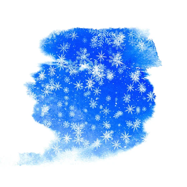Zimowe Śnieżnoniebieskie Tło Płatkami Śniegu — Zdjęcie stockowe