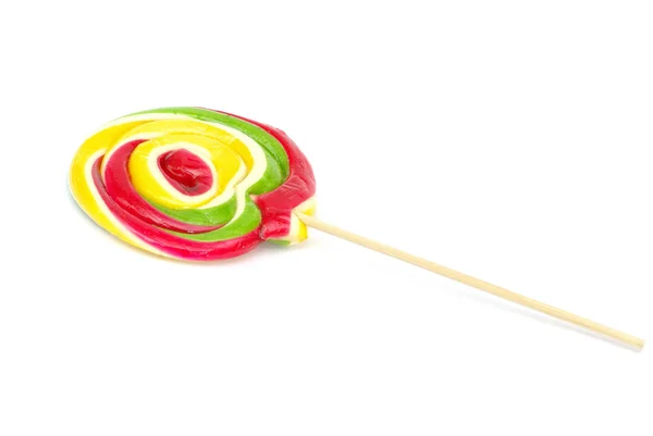 Colorful Spiral Lollipop Isolated White Background — Stock Photo, Image