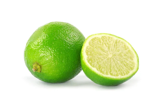 Green Limes Isolated White Background — Stock Photo, Image