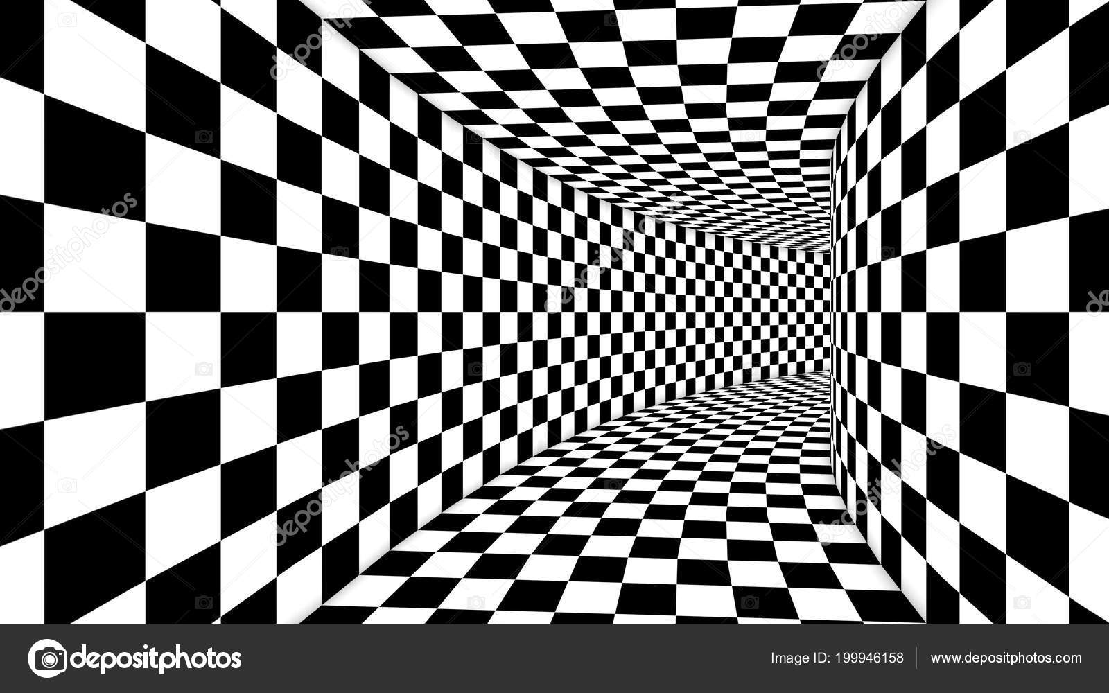 Spell Binding Illustration Optical Illusion Formed Black White Squares