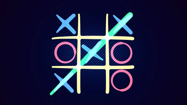 Tic-tac toe drawing in the blue background