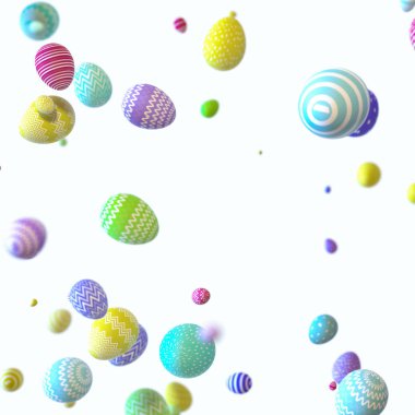 Beyaz çizgili renkli Paskalya yumurtaları