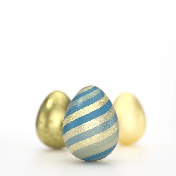 Concepto de huevo de Pascua con decoración dorada a rayas —  Fotos de Stock