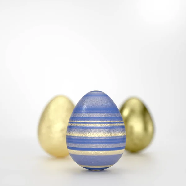 Concepto de huevo de Pascua con decoración dorada a rayas —  Fotos de Stock