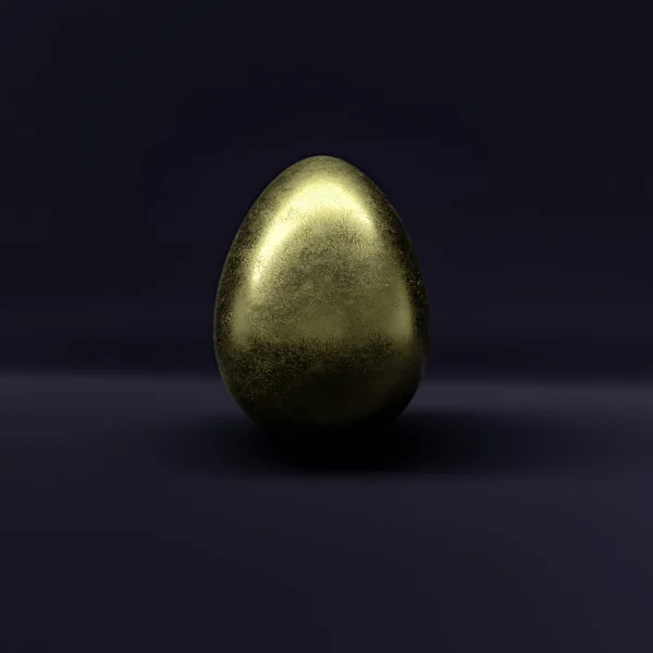 Un uovo di Pasqua dorato su sfondo nero — Foto Stock