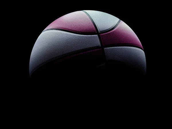 Růžový a bílý basketbalový míč pro ženy nebo muže na černém pozadí — Stock fotografie