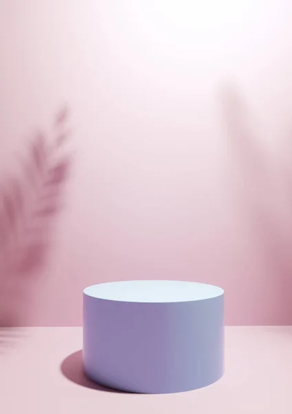 Круглый дисплей на розовом фоне студии — стоковое фото