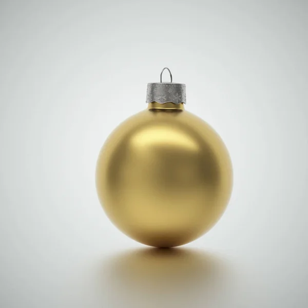 Shiny gold crimson Christmas bauble on light grey — Stock Photo, Image