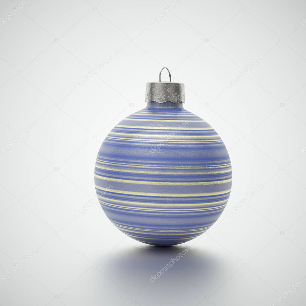 Colorful Xmas bauble with textured gold stripes