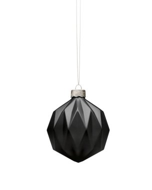 Matt Grey modern Noel balosu. Yüzeyde geometri kalıbı. Beyaz arka planda izole edilmiş. Noel dekorasyonu, neşeli atmosfer konsepti.