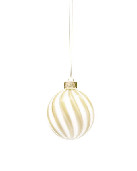 Speciale Oro Bianco Spirale Ritorto Palla Natale Ornamento Appeso Filo — Foto Stock
