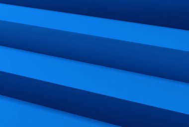 Yukarıdan mavi merdiven görünüyor, hafifçe sağa dönmüş. Üç boyutlu gölgeli, yukarıdan gelen ışık. Geometrik çizgiler.