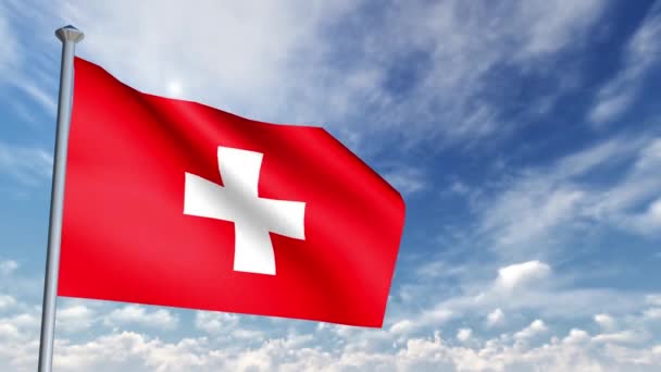 Flaggenanimation Der Schweiz — Stockvideo