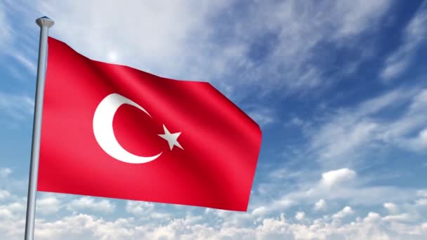 Animation Σημαία Της Τουρκίας — Αρχείο Βίντεο