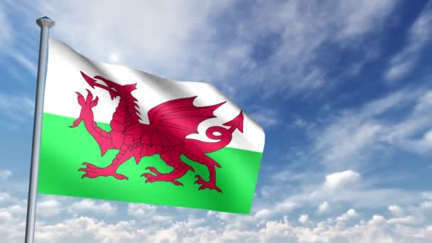 Animatie Van Vlag Van Wales — Stockvideo