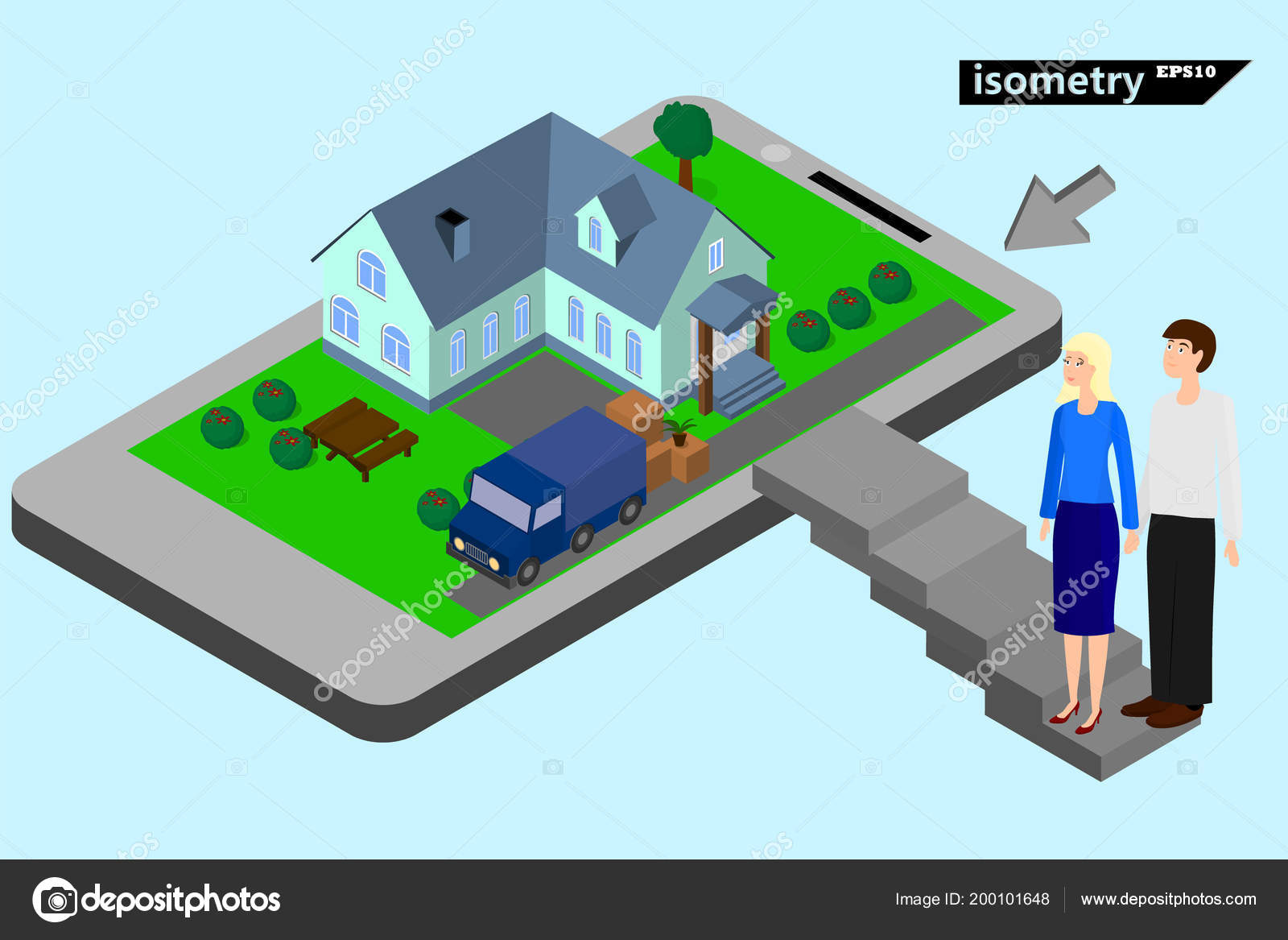 Familia elige una casa lÃnea través del vector isometry internet ... Linea internet a casa