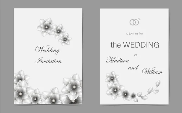 Wedding Invitation Watercolor Floral Composition Vector — Stock Vector