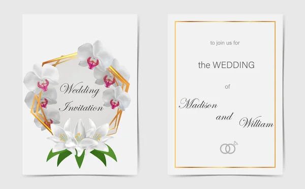 Wedding Invitation White Lilies Vector — Stock Vector