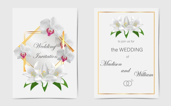 Wedding Invitation White Lilies Vector — Stock Vector