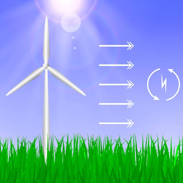 Alternative Energy Wind Turbines Generating Electricity — Stock Vector