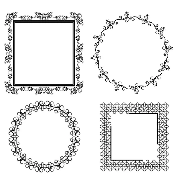 Black Decorative Frames White Background Vector — Stock Vector