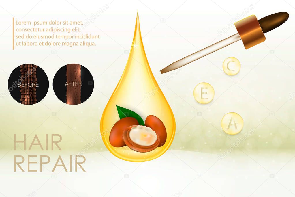 Argan oil for hair care. Vector