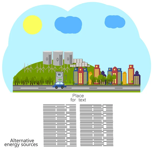 Renewable Energy Alternative Energy Sources Icon Ecological Concept Vector — Stock Vector