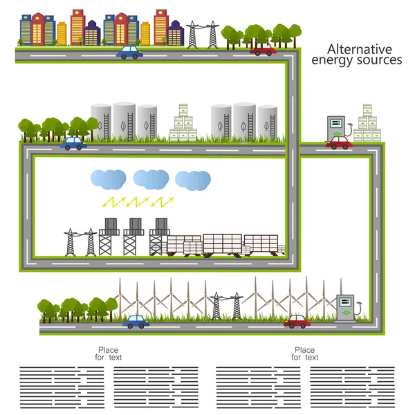 Renewable Energy Alternative Energy Sources Icon Ecological Concept Vecto — Stock Vector