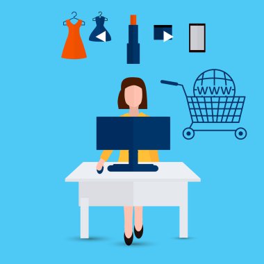 Online alışveriş kavramı. Vektör düz çizim