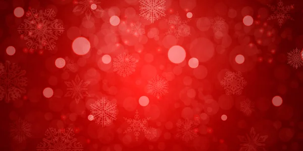 Fondo Rojo Navidad Con Copos Nieve Ilustración Vectorial — Archivo Imágenes Vectoriales