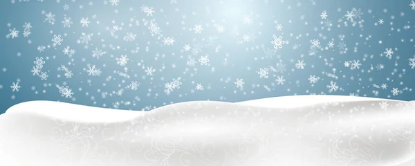 冬のバナーです 立ち下がり雪と雪で冬のデザイン 水平冬背景 グリーティング カード — ストックベクタ
