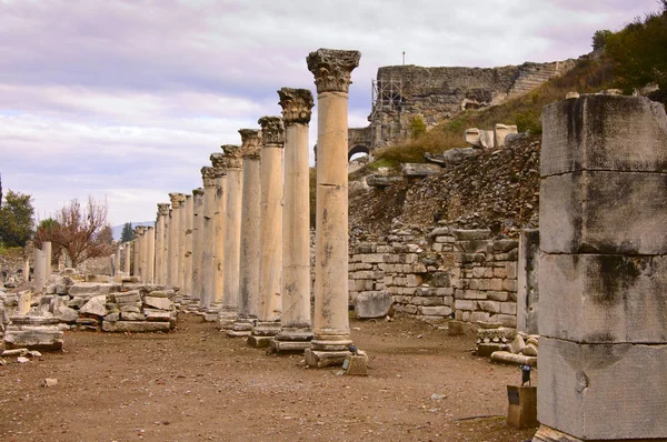 Ερείπια Της Αρχαία Ελληνική Πόλη Έφεσος Στη Δυτική Τουρκία — Φωτογραφία Αρχείου