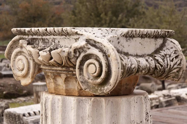 Capital Ancient Column Natural Light Close — Stock Photo, Image