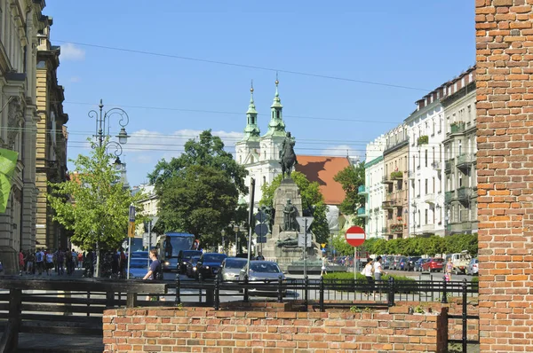 Cracóvia Polônia Julho 2015 Praça Jana Matejki Com Monumento Grunwald — Fotografia de Stock