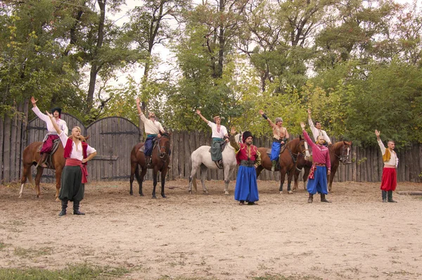 Zaporizhzhia Ucrania Septiembre 2016 Los Actores Del Teatro Cosaco Ucraniano —  Fotos de Stock