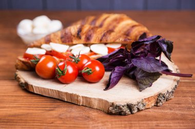 mozarella peyniri ve kırmızı domates taze sağlıklı sandviç