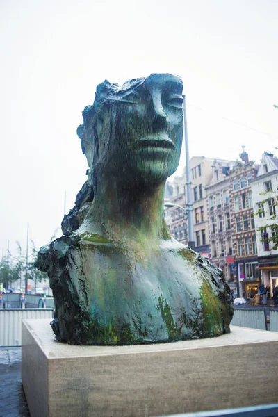 Amsterdam Pays Bas Septembre 2018 Sculpture Moderne Une Tête Dans — Photo