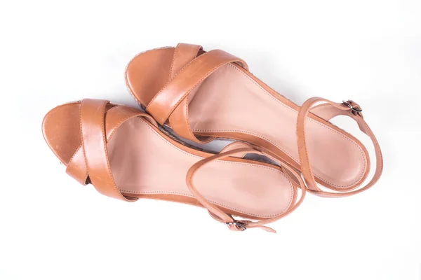 Brązowe Sandały damskie — Zdjęcie stockowe