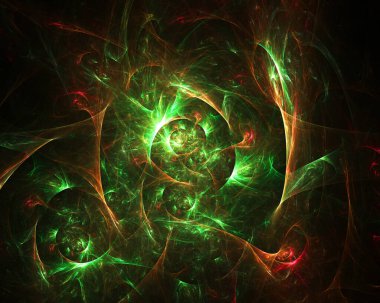 fraktal renkli soyut yuvarlak eğriler ve siyah arkaplan üzerindeki çizgiler