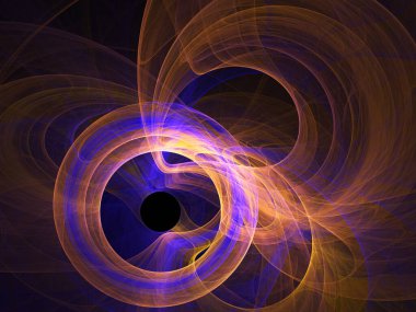 fraktal renkli soyut yuvarlak eğriler ve siyah arkaplan üzerindeki çizgiler