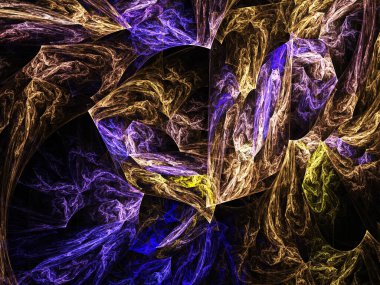 fraktal renkli soyut yuvarlak eğriler ve siyah arkaplan üzerindeki çizgiler