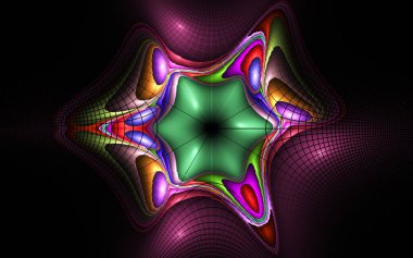 fraktal renkli soyut yuvarlak eğriler ve siyah arkaplan üzerindeki çizgiler