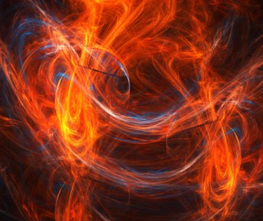 fraktal renkli soyut yuvarlak eğriler ve siyah arkaplan üzerindeki çizgiler