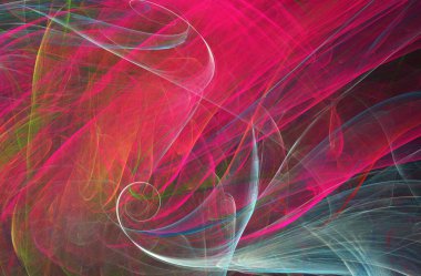 fraktal renkli soyut yuvarlak eğriler ve siyah arkaplan üzerindeki çizgiler