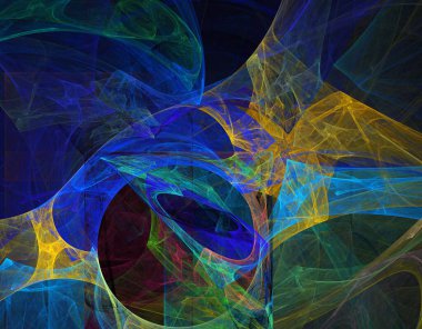 fraktal renkli soyut yuvarlak eğriler ve siyah arkaplan üzerindeki çizgiler