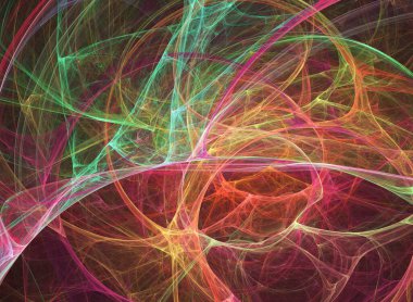 fraktal renkli soyut yuvarlak eğriler ve siyah arkaplan üzerindeki çizgiler