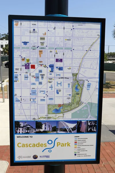 Tallahassee Usa May 2018 Cascades Park Downtown Directional Map Cascades — Stock Photo, Image