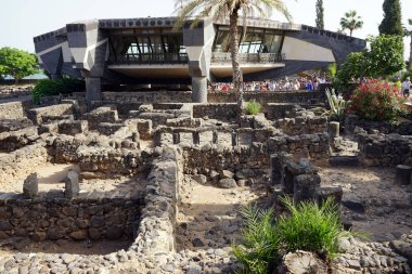 Capernaum, İsrail - Mayıs 2018 yaklaşık antik kenti kalıntıları
