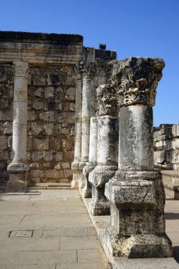 Capernaum, İsrail - Mayıs 2018 yaklaşık antik tapınak kalıntıları